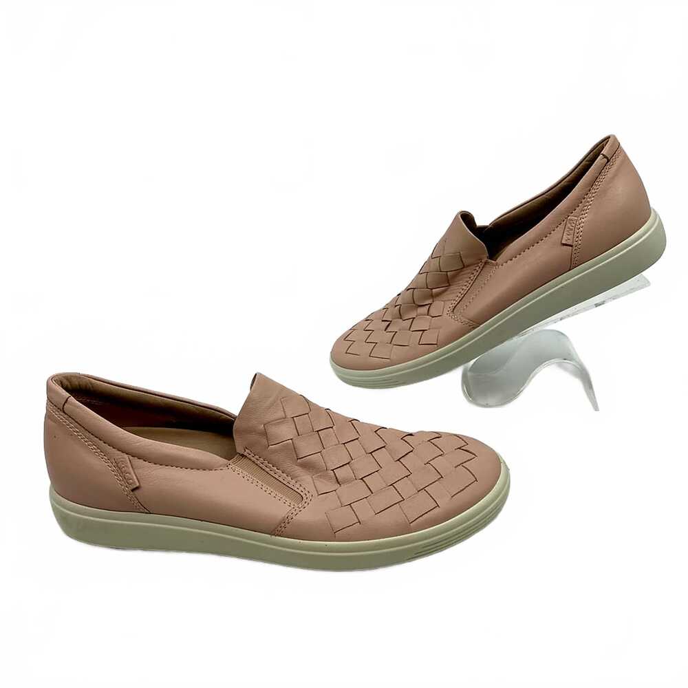 Ecco Pink Leather Woven Slip-On Sneakers | Women’s US 9